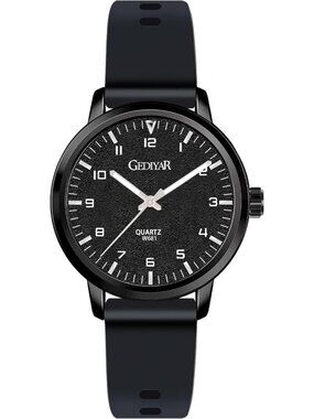 Women's Black Analog Quartz Rubber Silicone Band Waterproof Casual Wrist Watch